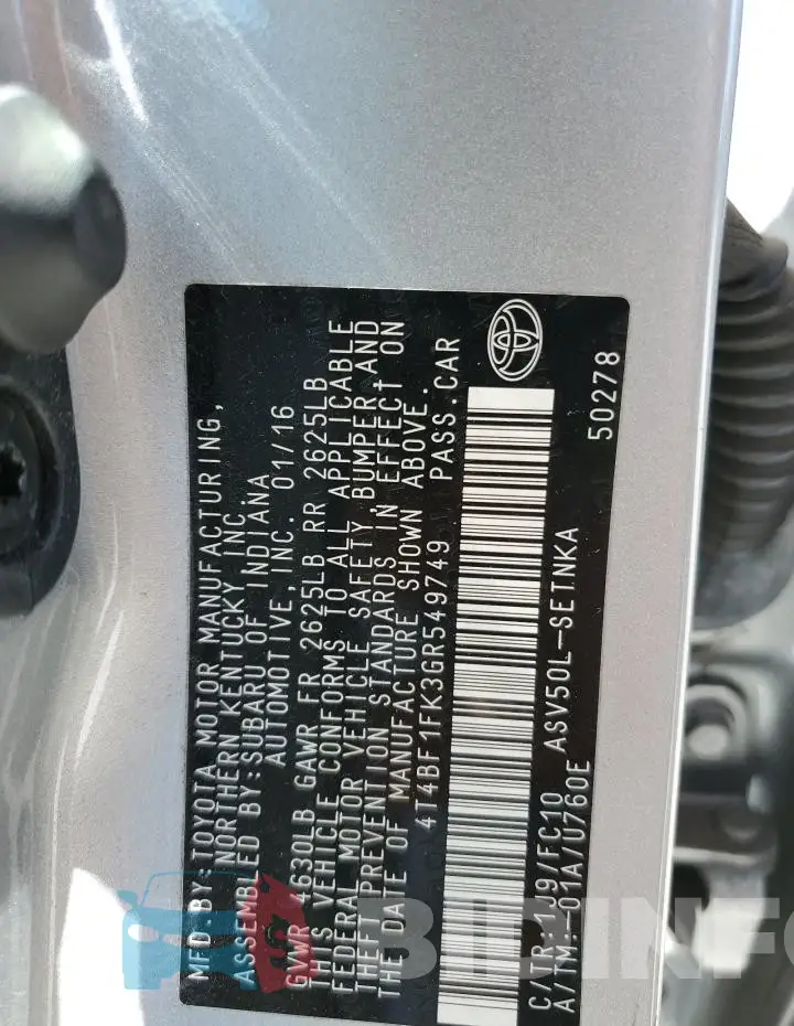 4T4BF1FK3GR549749 Photo# 12