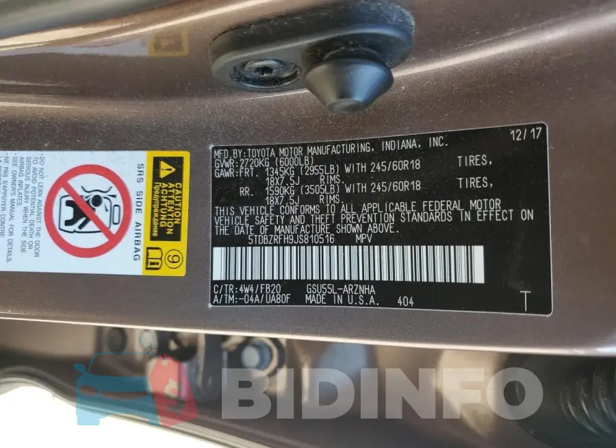 5TDBZRFH9JS810516 Photo# 13