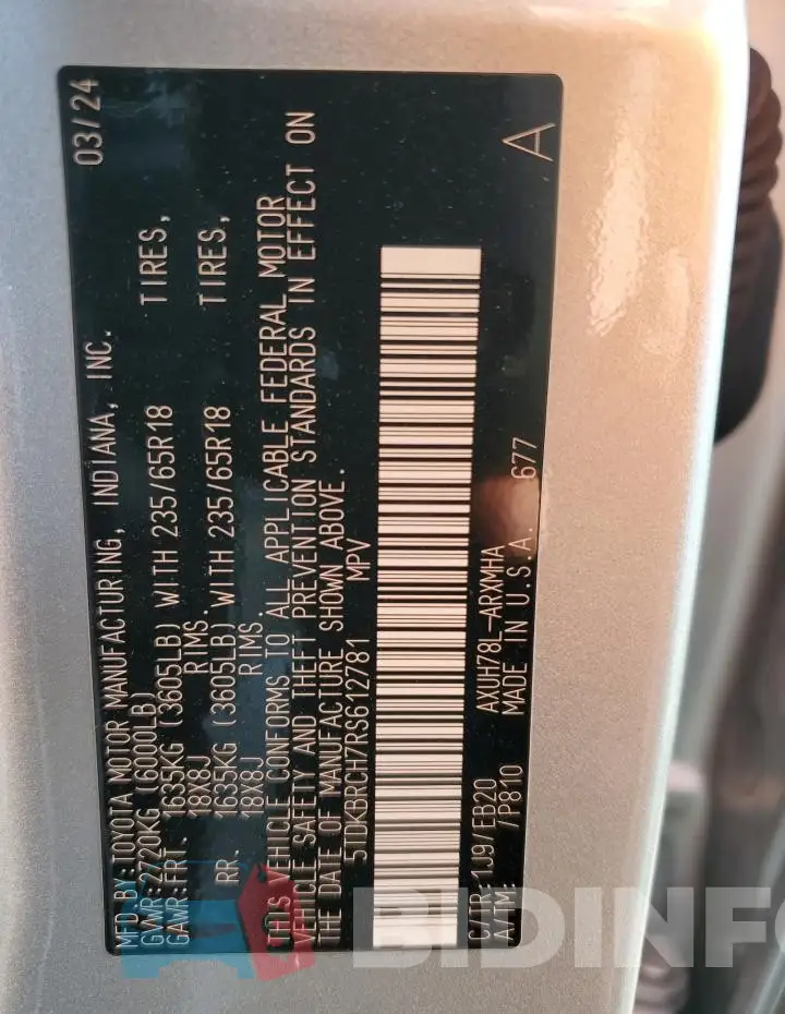 5TDKBRCH7RS612781 Photo# 13