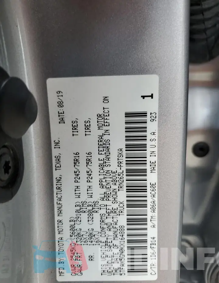 5TFAX5GN0KX164888 Photo# 13