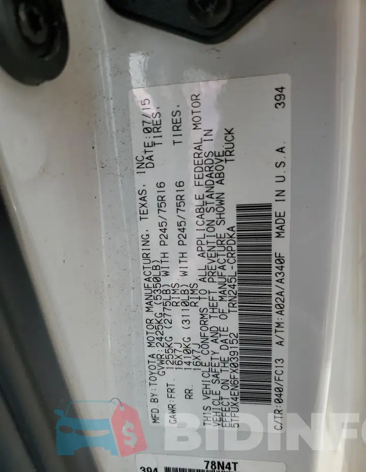 5TFUX4EN6FX039152 Photo# 12