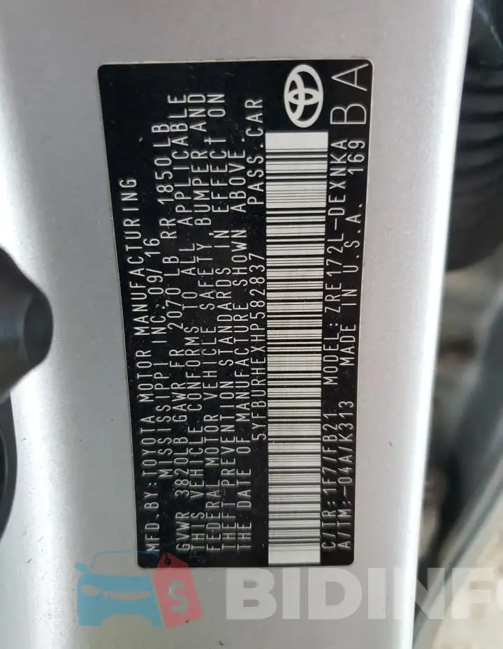 5YFBURHEXHP582837 Photo# 12