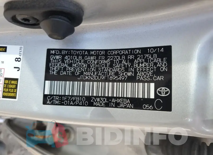 JTDKN3DU9F1895497 Photo# 12