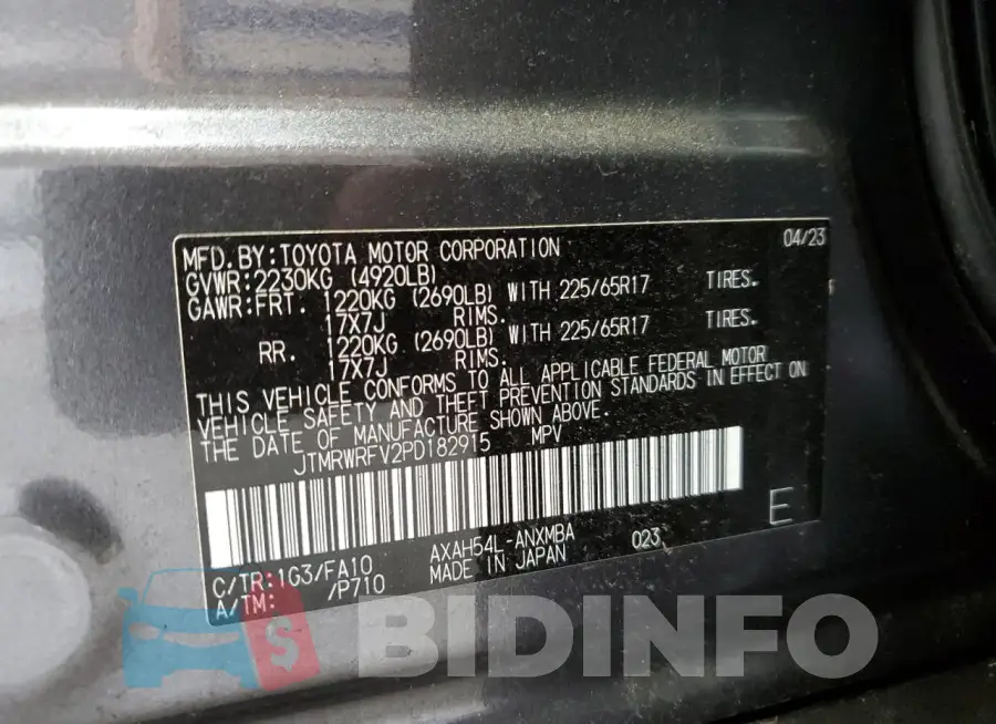 JTMRWRFV2PD182915 Photo# 14