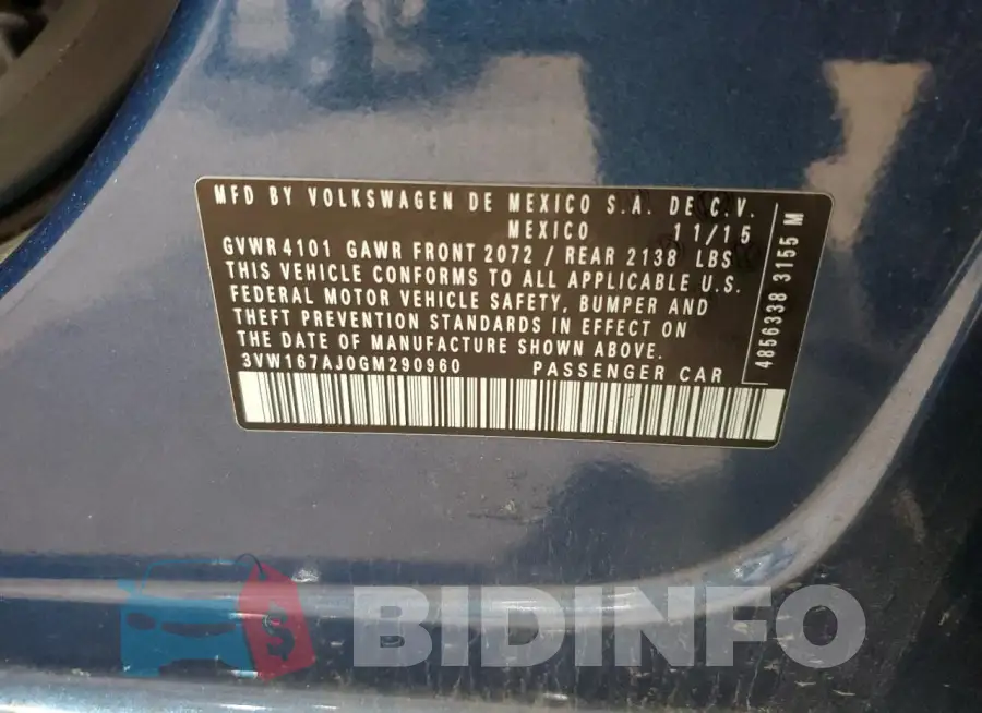 3VW167AJ0GM290960 Photo# 12