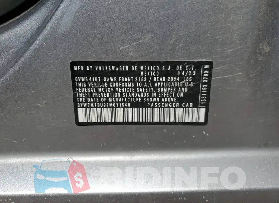 3VW7M7BU9PM031568 Photo# 12