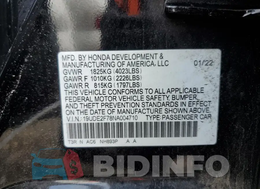 19UDE2F78NA004710 Photo# 12