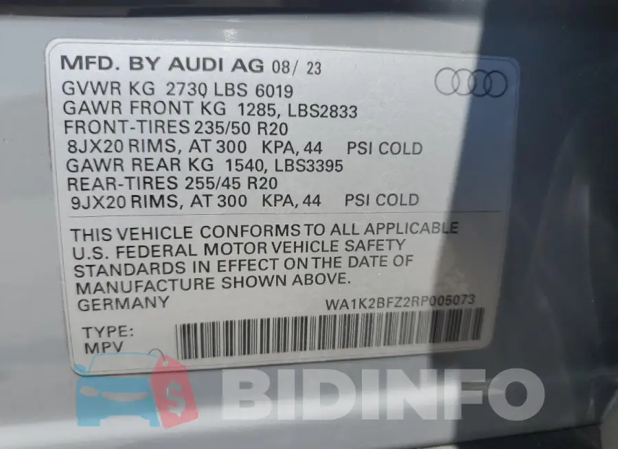 WA1K2BFZ2RP005073 Photo# 14