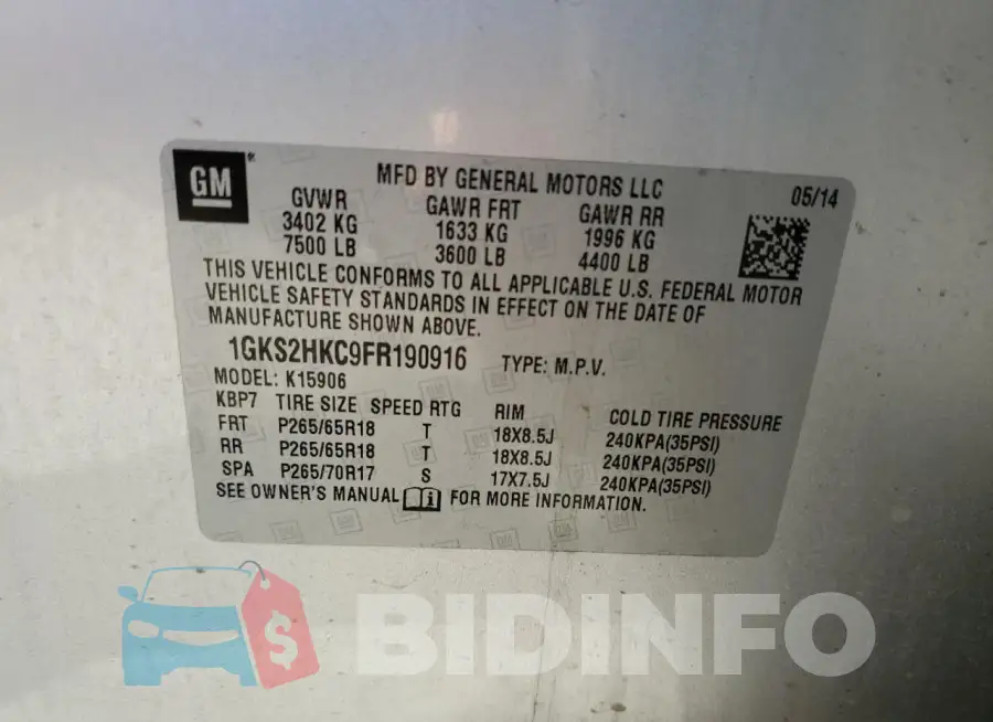 1GKS2HKC9FR190916 Photo# 12
