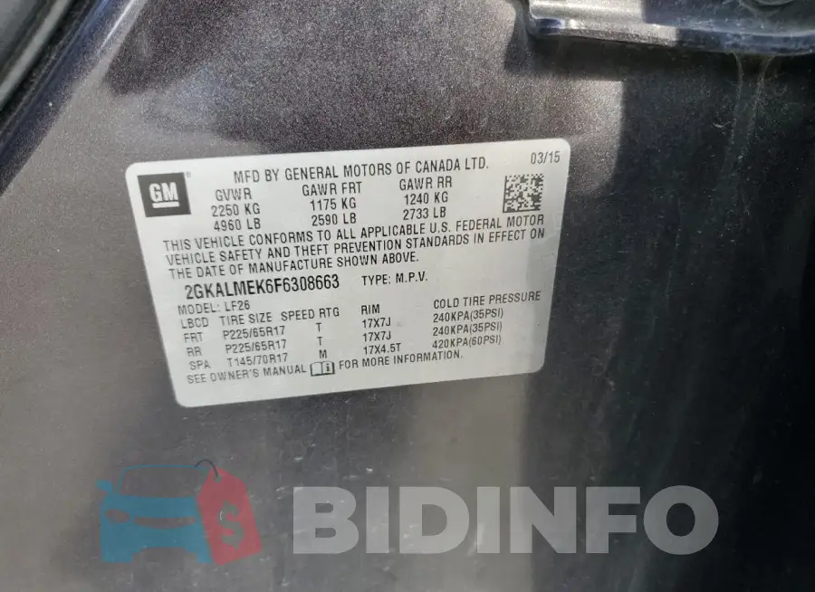 2GKALMEK6F6308663 Photo# 13