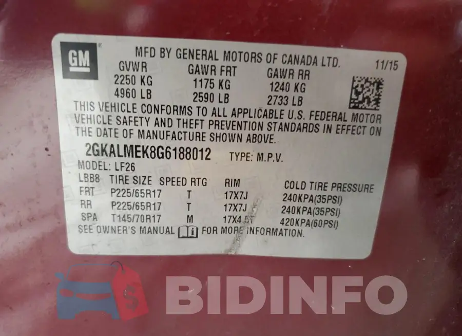 2GKALMEK8G6188012 Photo# 13