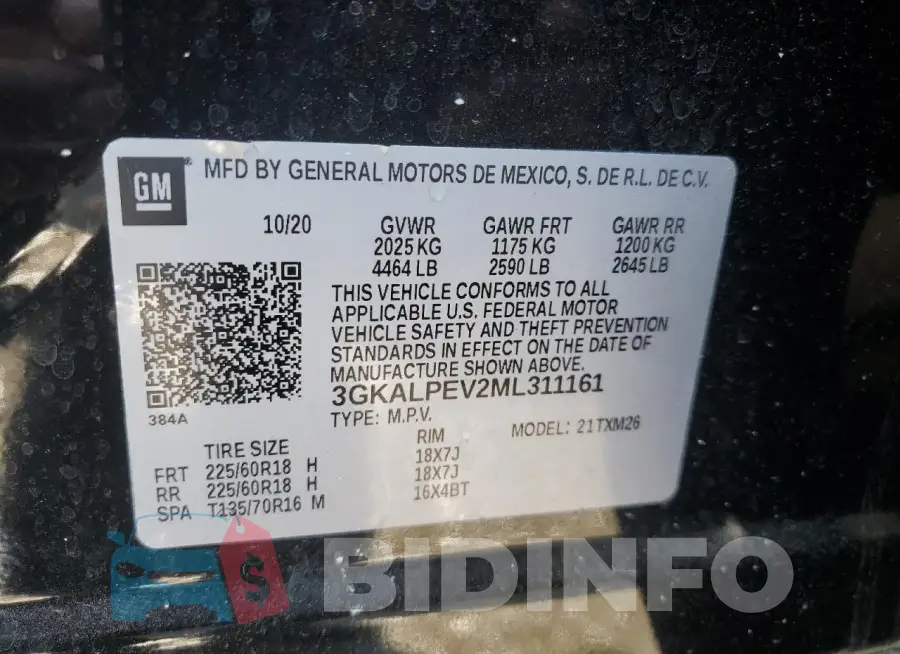 3GKALPEV2ML311161 Photo# 14