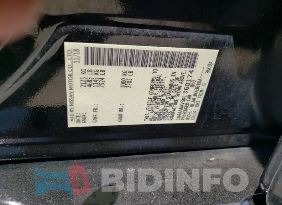 1N4AA6AV3KC360174 Photo# 12