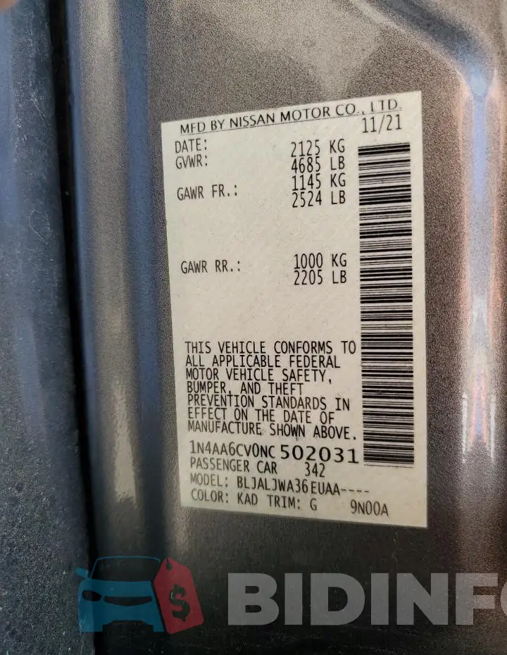 1N4AA6CV0NC502031 Photo# 12