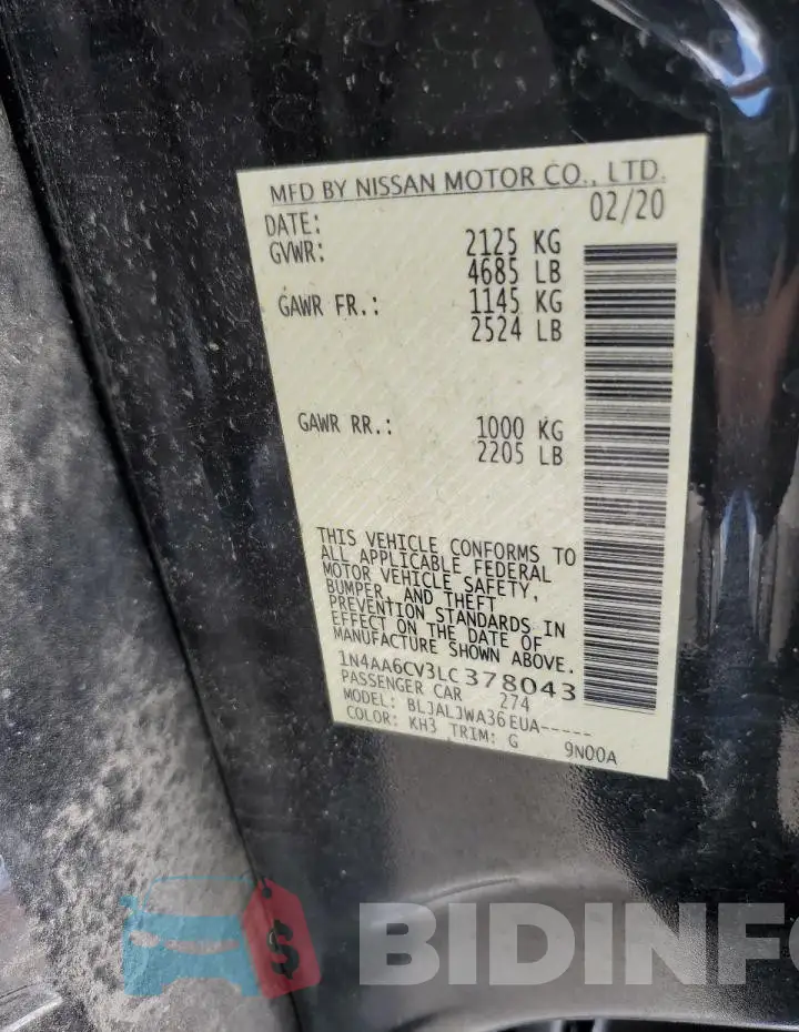 1N4AA6CV3LC378043 Photo# 12