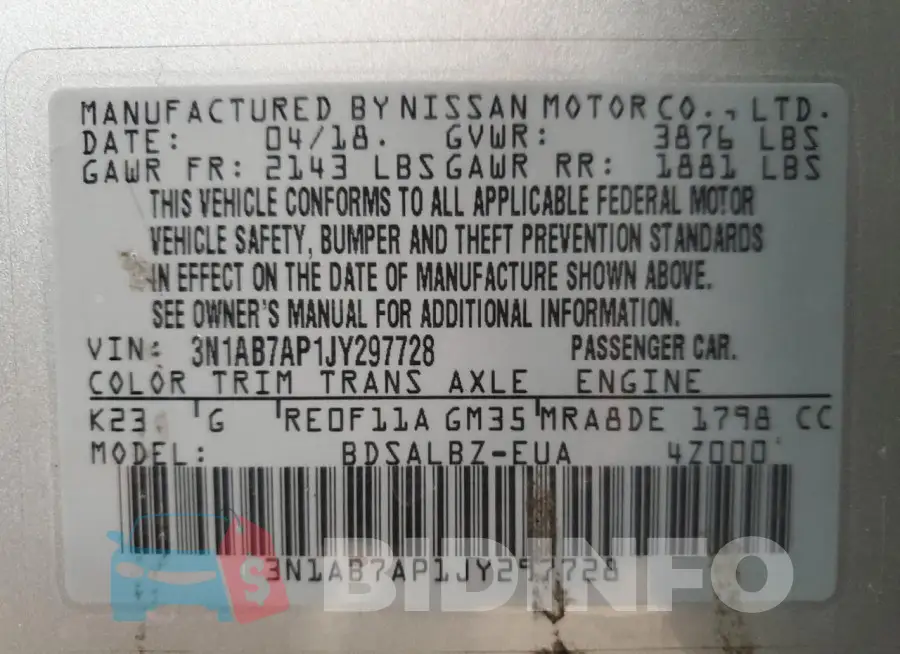 3N1AB7AP1JY297728 Photo# 12