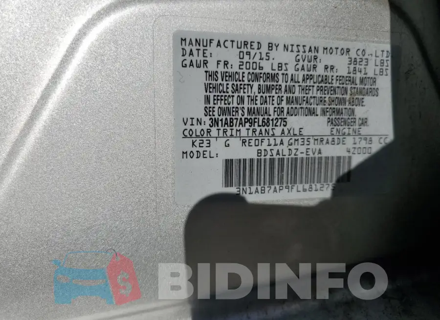 3N1AB7AP9FL681275 Photo# 13
