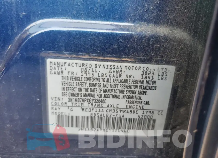 3N1AB7APXGY326460 Photo# 13