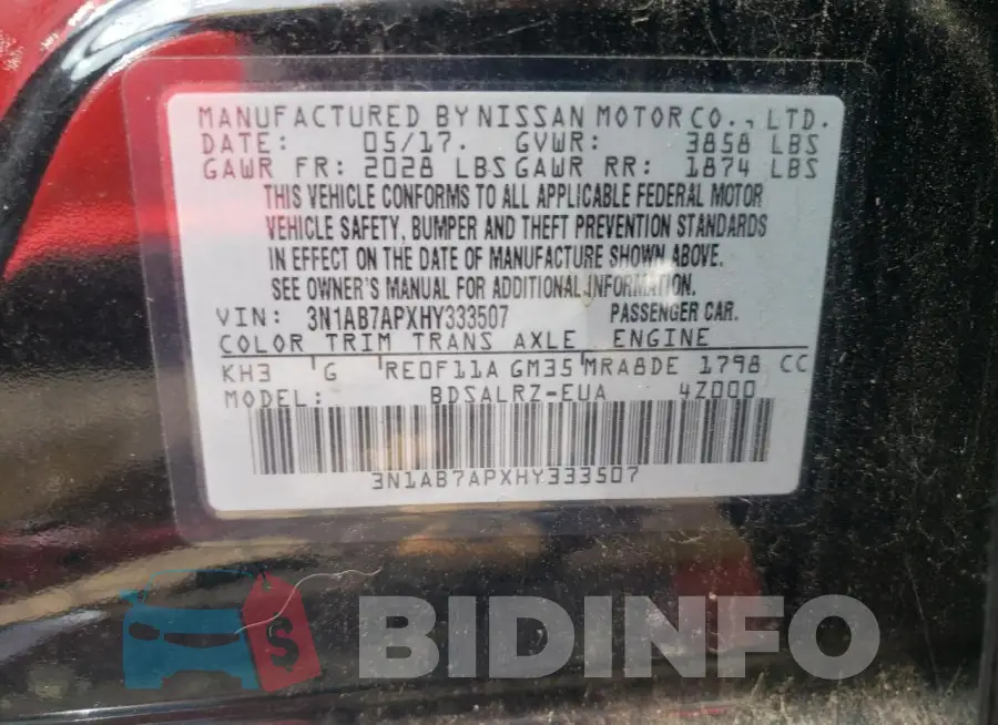 3N1AB7APXHY333507 Photo# 13