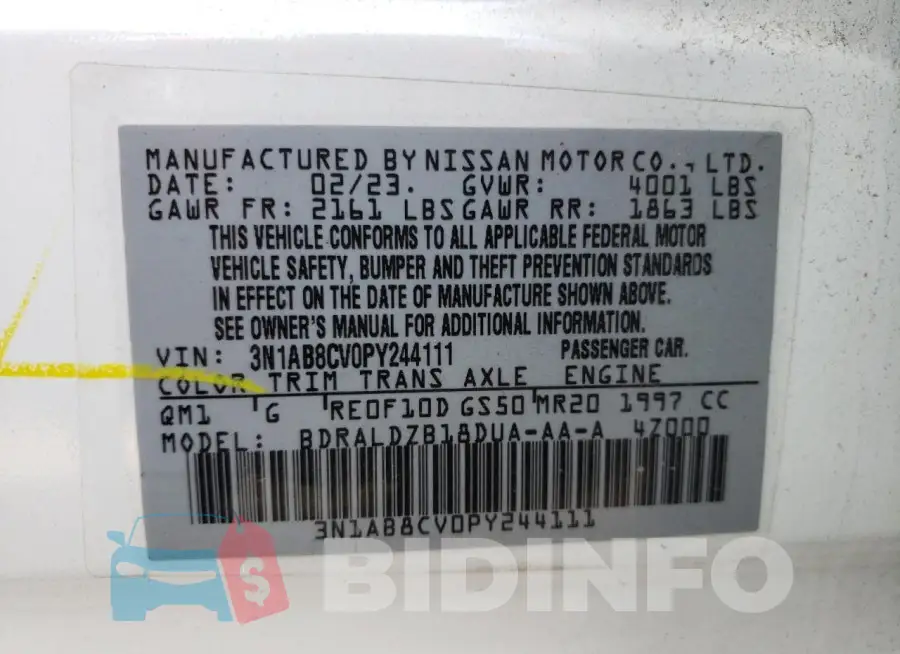 3N1AB8CV0PY244111 Photo# 13