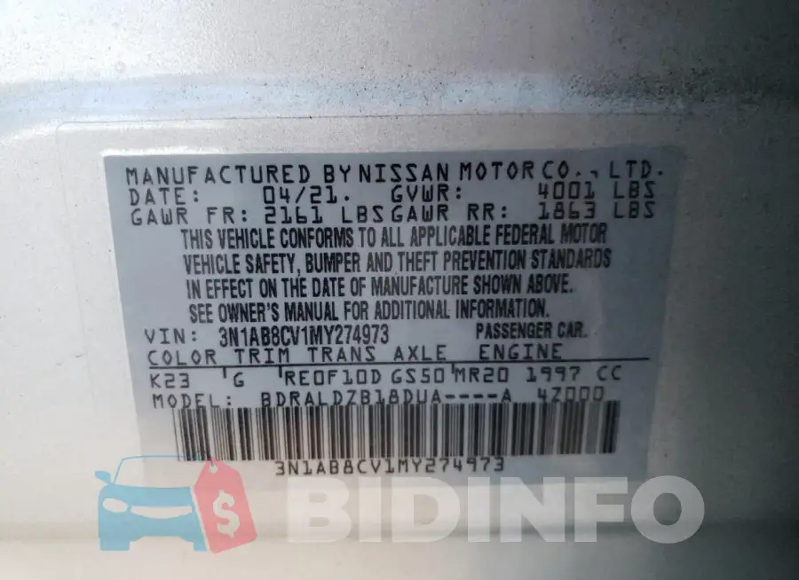 3N1AB8CV1MY274973 Photo# 12