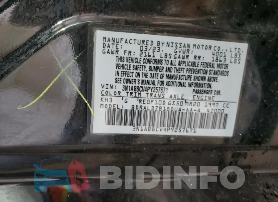 3N1AB8CV4PY257671 Photo# 12