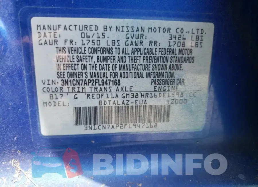 3N1CN7AP2FL947168 Photo# 12