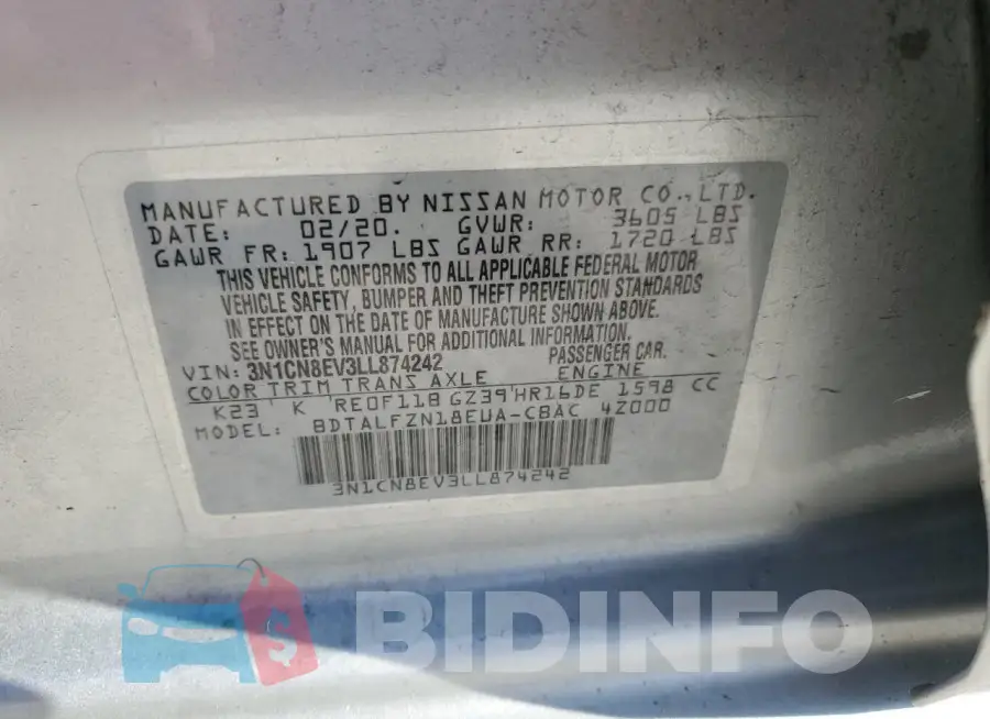 3N1CN8EV3LL874242 Photo# 12