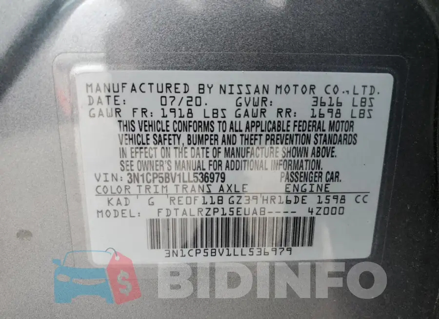 3N1CP5BV1LL536979 Photo# 13