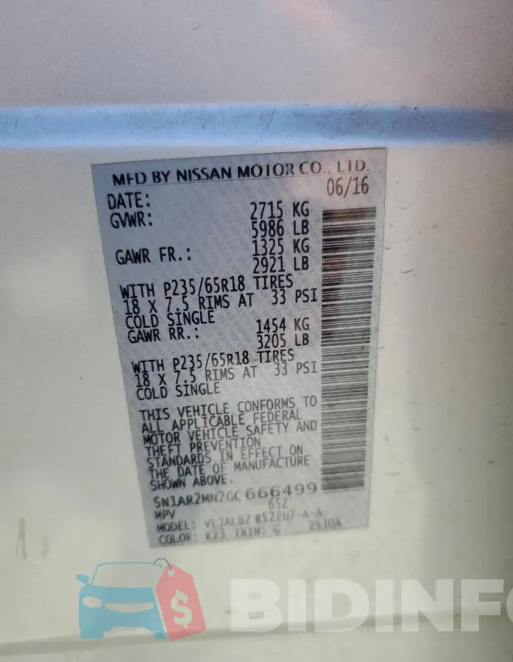 5N1AR2MN2GC666499 Photo# 13