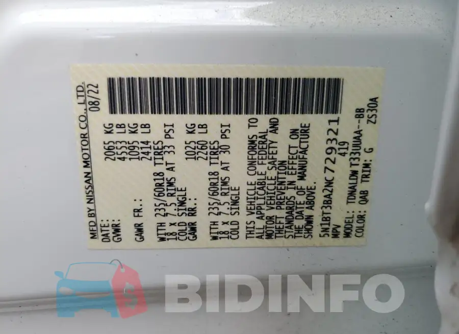 5N1BT3BA2NC729321 Photo# 14