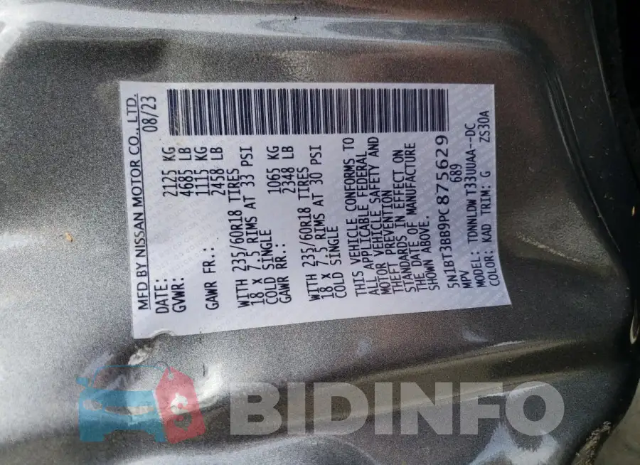 5N1BT3BB9PC875629 Photo# 13