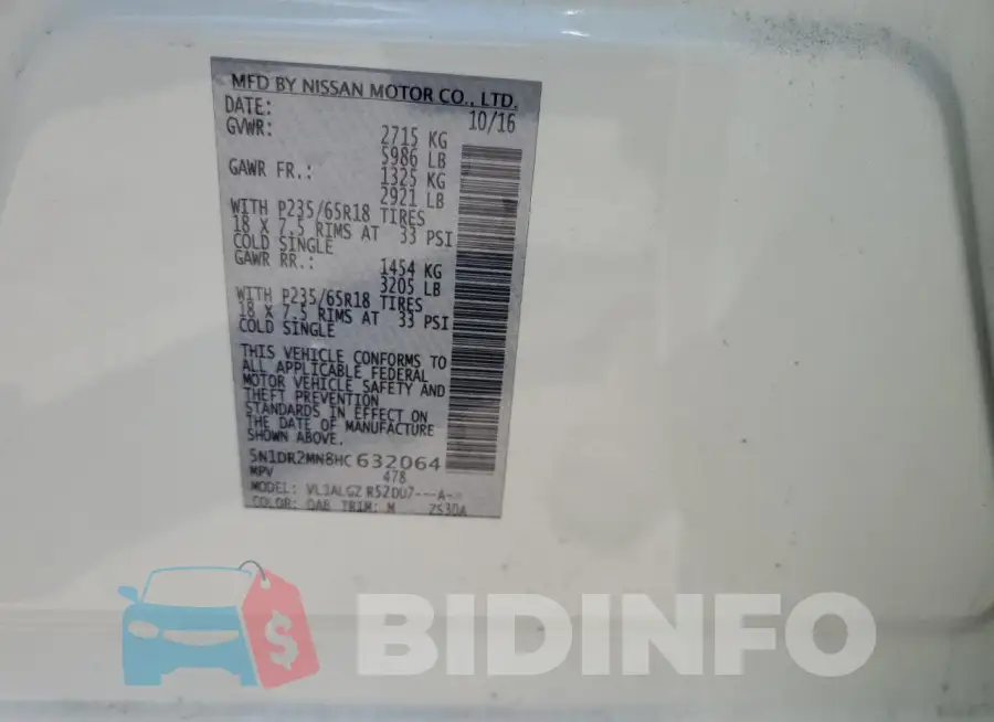 5N1DR2MN8HC632064 Photo# 13
