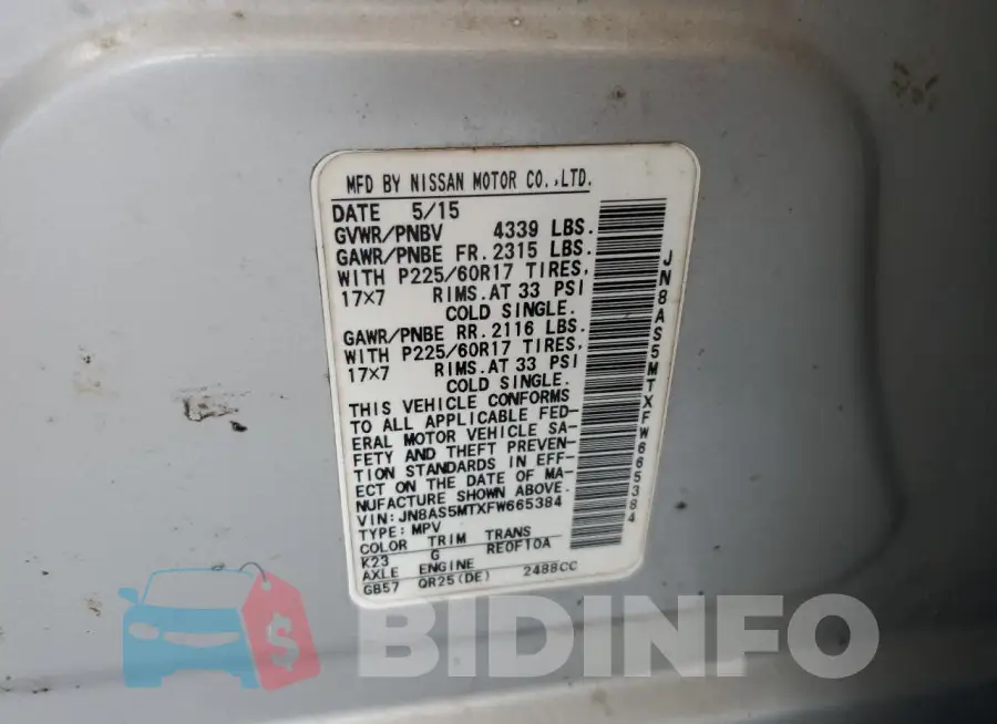 JN8AS5MTXFW665384 Photo# 13