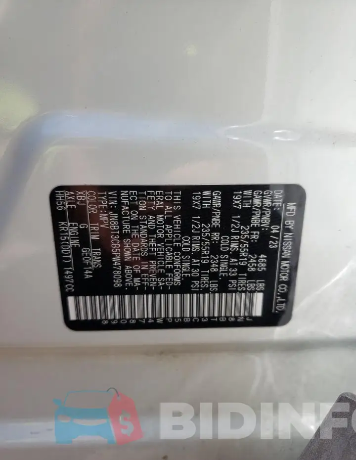 JN8BT3CB5PW478098 Photo# 13