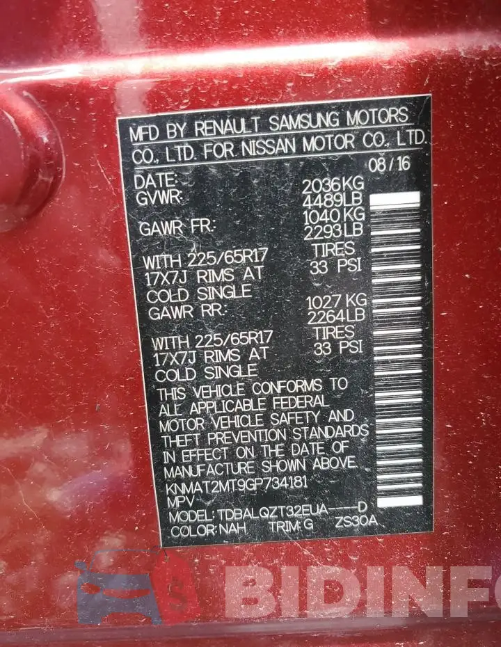 KNMAT2MT9GP734181 Photo# 13