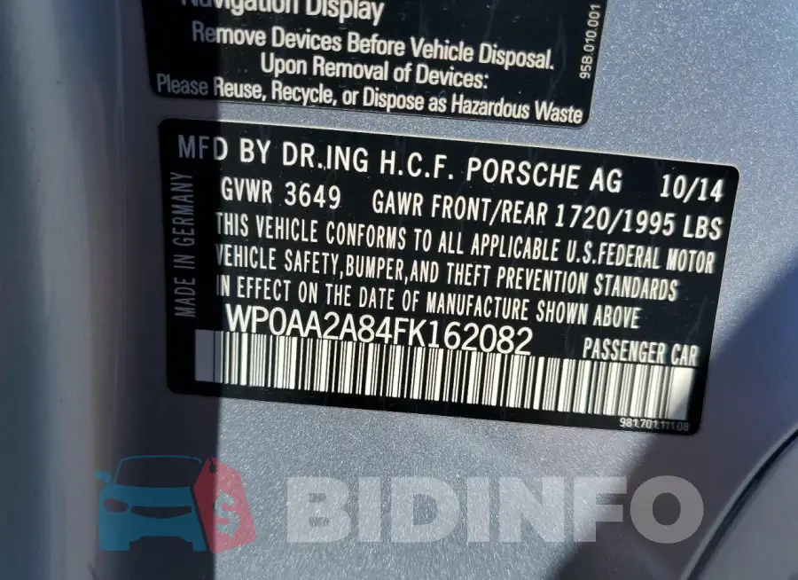 WP0AA2A84FK162082 Photo# 12