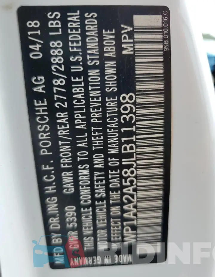 WP1AA2A58JLB11398 Photo# 13