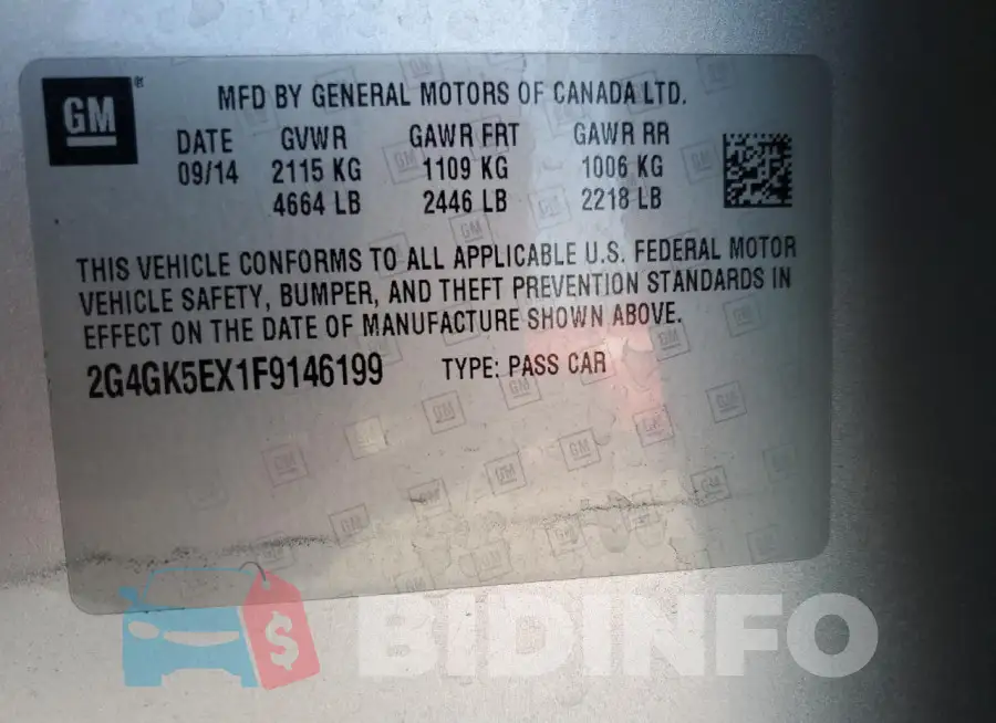 2G4GK5EX1F9146199 Photo# 12