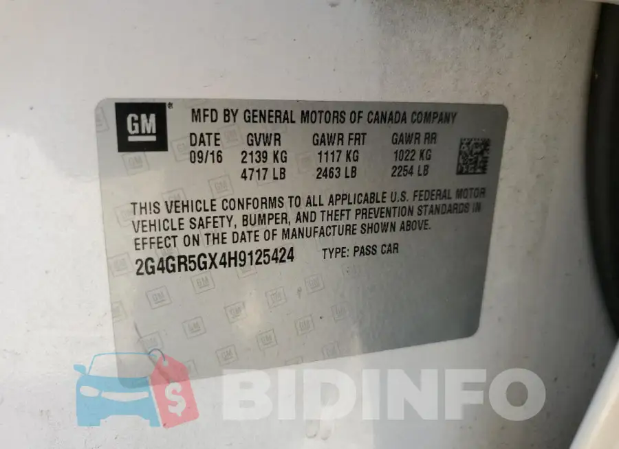 2G4GR5GX4H9125424 Photo# 12