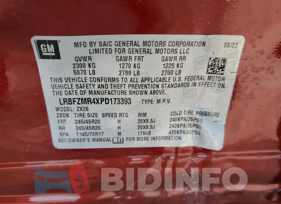 LRBFZMR4XPD173393 Photo# 13