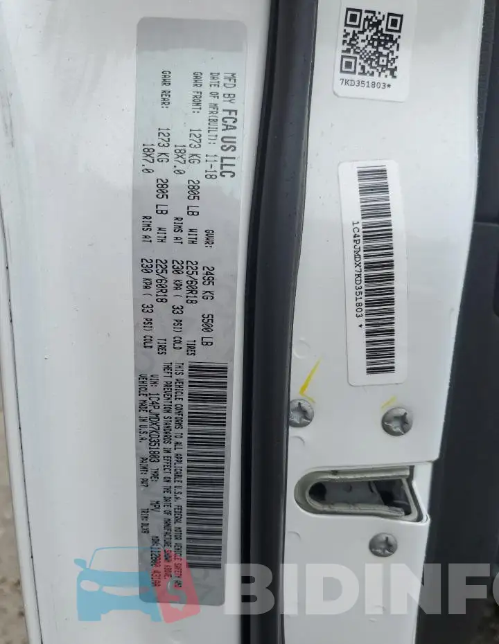 1C4PJMDX7KD351803 Photo# 13