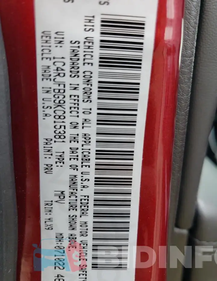1C4RJFBG9KC815381 Photo# 14