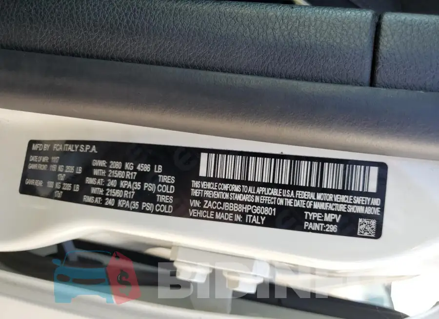 ZACCJBBB8HPG60801 Photo# 13