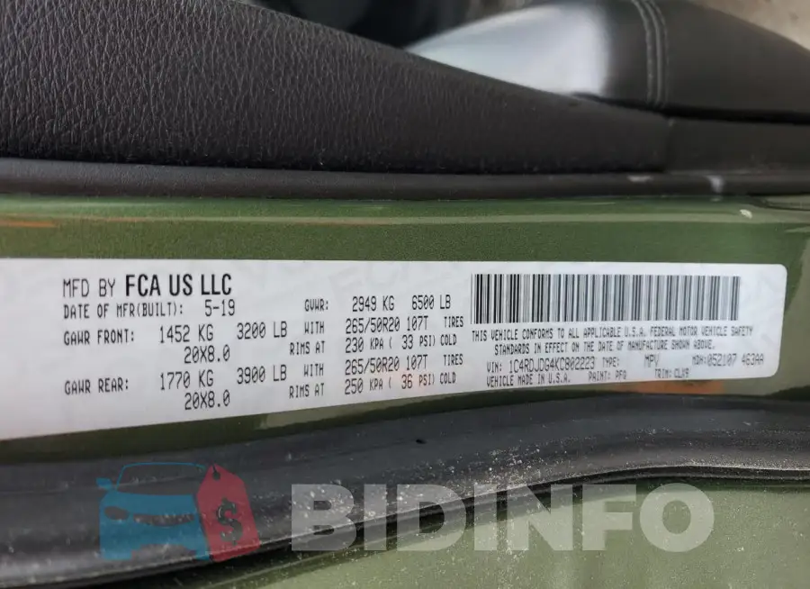 1C4RDJDG4KC802223 Photo# 13