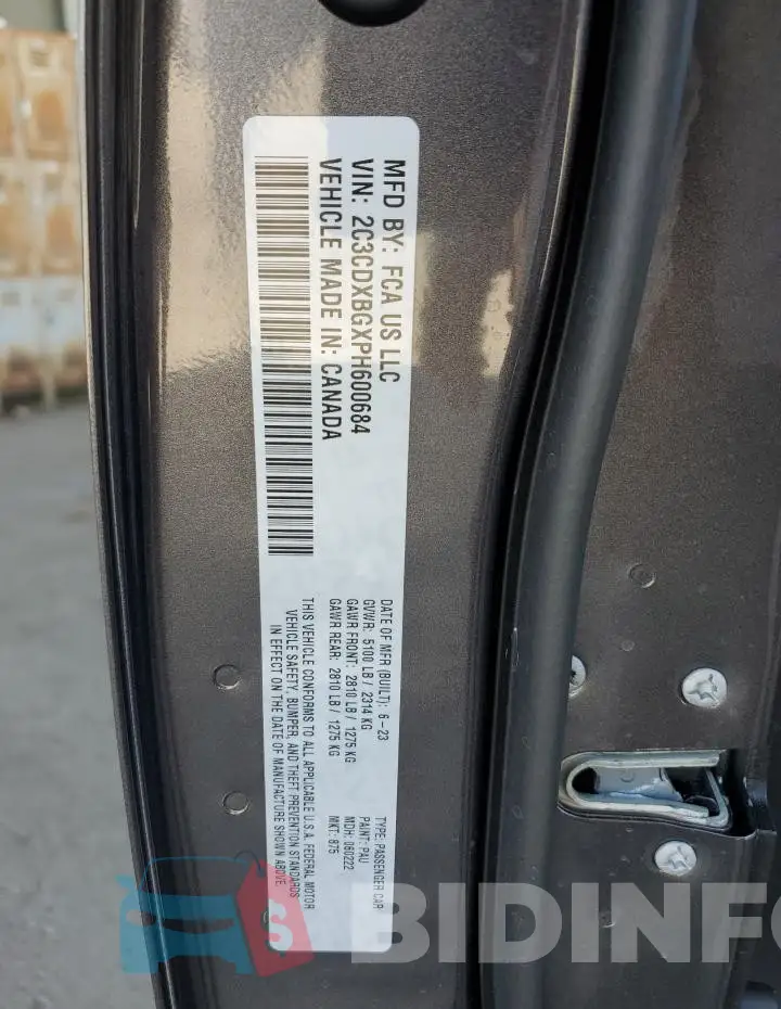 2C3CDXBGXPH600684 Photo# 12