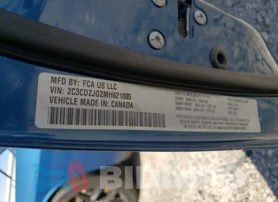 2C3CDZJG2MH621005 Photo# 12
