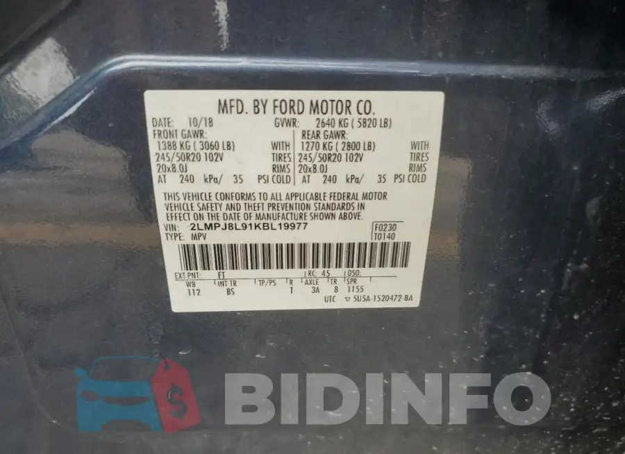 2LMPJ8L91KBL19977 Photo# 14