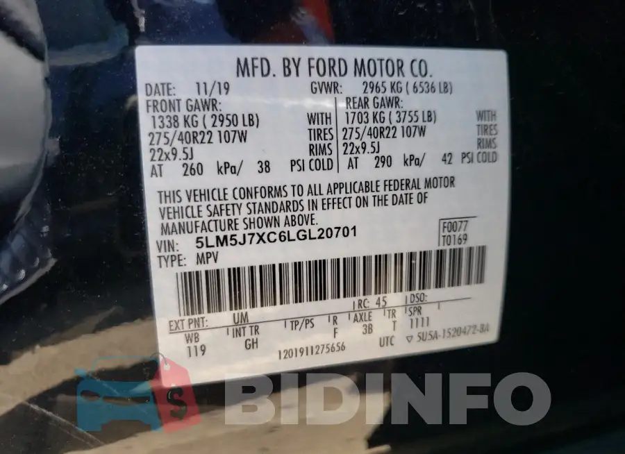 5LM5J7XC6LGL20701 Photo# 12