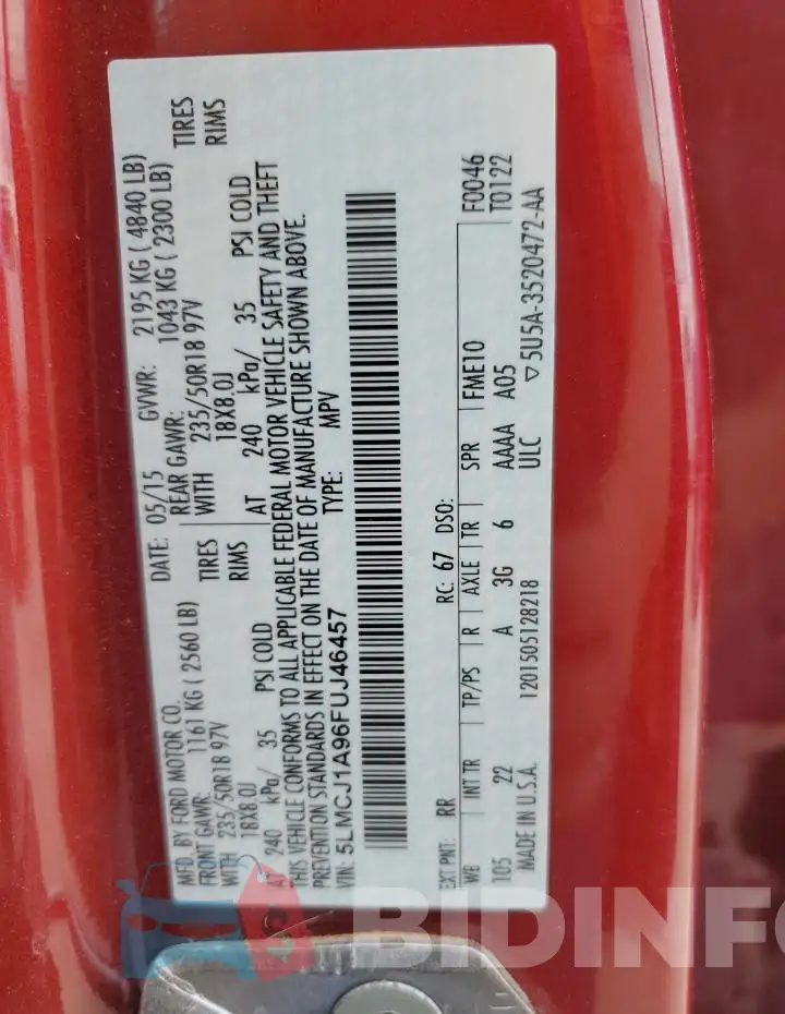5LMCJ1A96FUJ46457 Photo# 13